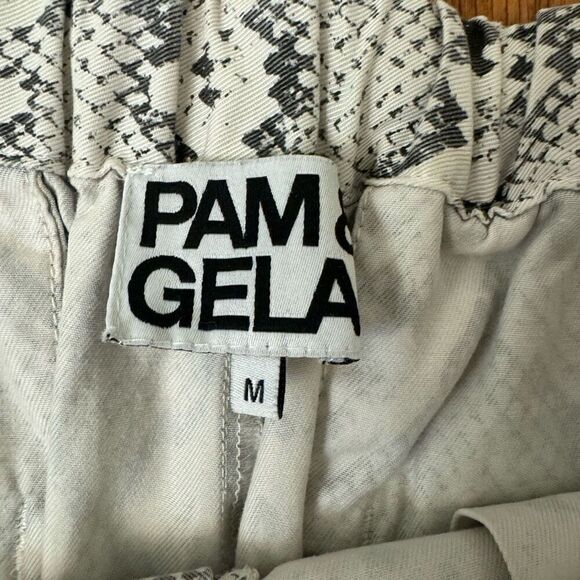 Pam & Gela Snake Print Jogger Pants Cropped Size Medium - Picture 4 of 5